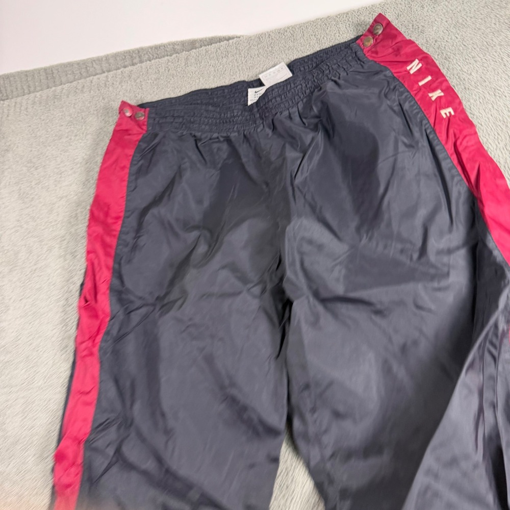 Vintage Nike Track Pants Black Red Side Snap Button Windbreaker Mens Large